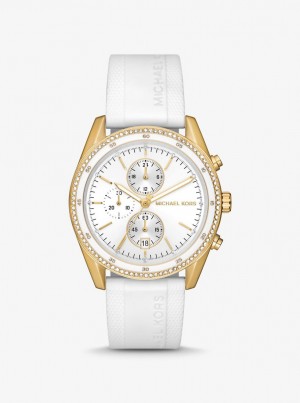 Michael Kors Oversized Hadyn Pave Gold-Tone Watch Gold-tone Kadın Beyaz | 125079-CAR