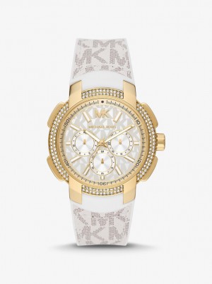 Michael Kors Oversized Sydney Pave Gold-Tone and Logo Watch Gold-tone Kadın Açık Sarı | 894702-IXH