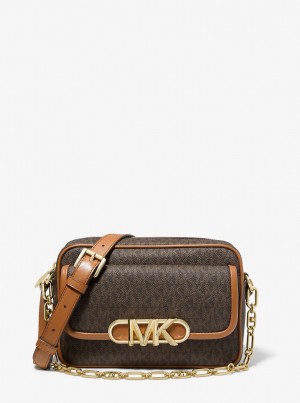 Michael Kors Parker Medium Logo Crossbody Bag Çapraz Çanta Kadın Brn/Acorn | 169807-ZYW