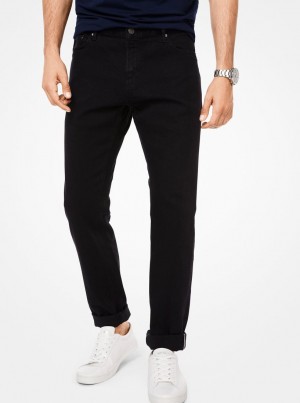 Michael Kors Parker Slim-Fit Stretch-Selvedge Jeans Pantolon Erkek Siyah | 301782-HCW