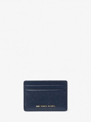 Michael Kors Pebbled Leather Card Case Kart Kılıfı Kadın Lacivert | 127894-JSA