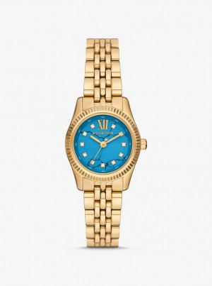 Michael Kors Petite Lexington Pave Gold-Tone Watch Gold-tone Kadın Turkuaz | 793241-GKD