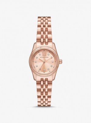 Michael Kors Petite Lexington Pave Rose Gold-Tone Watch Gold-tone Kadın Pembe Altın | 217354-PVH