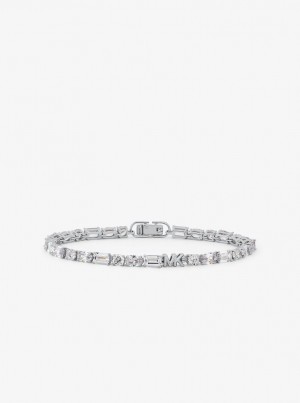 Michael Kors Precious Metal-Plated Sterling Silver Cubic Zirconia Tennis Bracelet Bilezik Kadın Gümüş | 691354-TDY