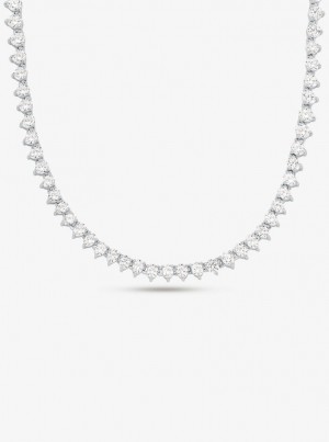 Michael Kors Precious Metal-Plated Sterling Silver Cubic Zirconia Necklace Kolye Kadın Gümüş | 724168-ZGX