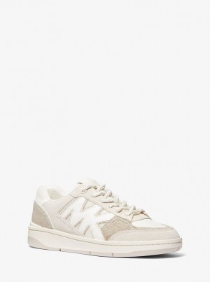 Michael Kors Rebel Mixed-Media Sneaker Spor Ayakkabı Kadın Bej Rengi Renkli | 804152-XVL