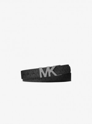 Michael Kors Reversible Logo and Leather Belt Kemer Erkek Siyah | 562974-JLV