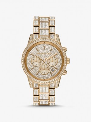 Michael Kors Ritz Pave Gold-Tone Watch Gold-tone Kadın Altın | 158360-YXU