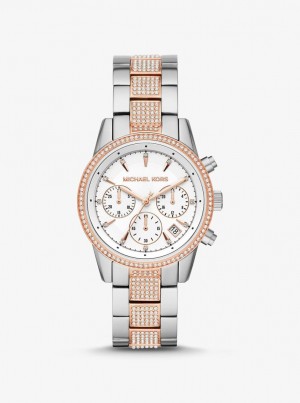 Michael Kors Ritz Pave Two-Tone Watch Two-tone Kadın Two Tone | 647139-UEH