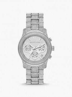 Michael Kors Runway Pave Silver-Tone Watch Silver-tone Kadın Gümüş | 275804-MCO