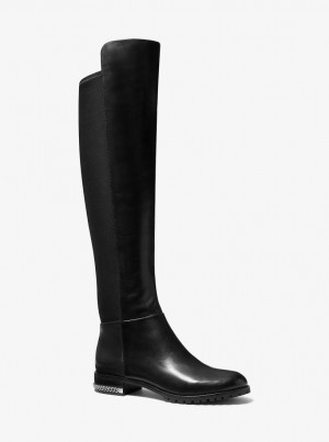 Michael Kors Sabrina Stretch Leather Boot Bot Kadın Siyah | 458370-FHZ