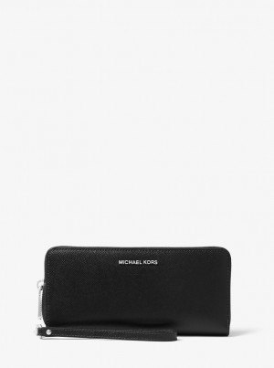 Michael Kors Saffiano Leather Continental Wallet Cüzdan Kadın Siyah | 496328-MXP