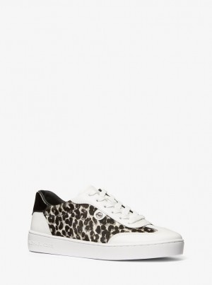 Michael Kors Scotty Leopard Print Calf Hair Sneaker Spor Ayakkabı Kadın Siyah | 572360-GHO