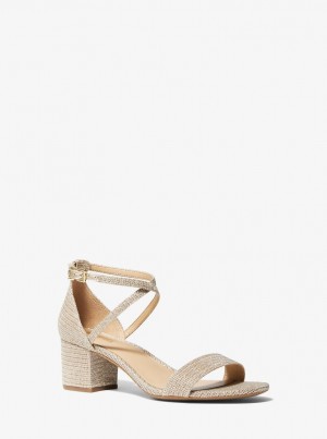 Michael Kors Serena Flex Glitter Chain-Mesh Sandal Sandalet Kadın Altın | 806729-OZS