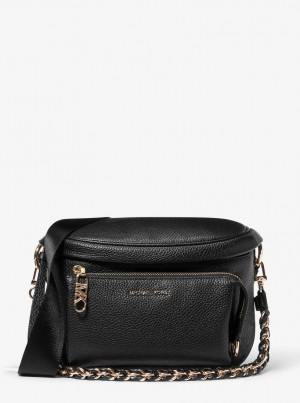 Michael Kors Slater Medium Pebbled Leather Sling Pack Çapraz Çanta Kadın Siyah | 783095-ZLQ