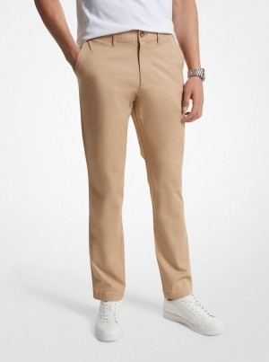 Michael Kors Slim-Fit Cotton Blend Chino Pants Pantolon Erkek Haki | 630841-KZY