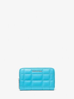 Michael Kors Small Quilted Leather Wallet Cüzdan Kadın Mavi | 194370-IOC