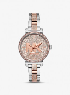 Michael Kors Sofie Pave Two-Tone Logo Watch Two-tone Kadın Two Tone | 085197-FVZ