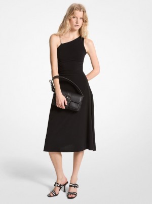 Michael Kors Stretch Matte Jersey One-Shoulder Midi Dress Elbise Kadın Siyah | 534271-PMG