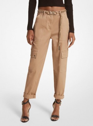 Michael Kors Stretch Organic Cotton Cargo Pants Pantolon Kadın Koyu Kahverengi | 953816-VXN