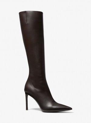 Michael Kors Tatjana Leather Boots Bot Kadın Çikolata | 653294-ESI