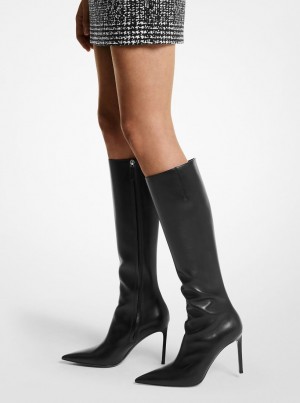 Michael Kors Tatjana Leather Boots Bot Kadın Siyah | 465071-LUZ