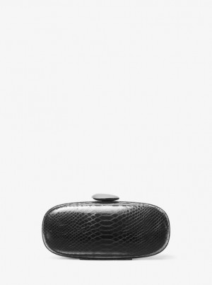 Michael Kors Tina Small Python Embossed Leather Minaudiere Debriyaj Çanta Kadın Gri | 920538-EKB