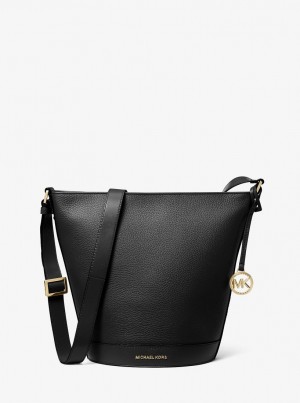 Michael Kors Townsend Medium Pebbled Leather Messenger Bag Çapraz Çanta Kadın Siyah | 813495-TDL