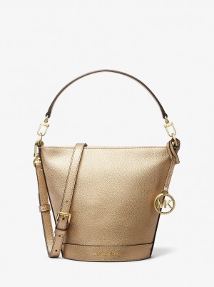 Michael Kors Townsend Small Metallic Leather Crossbody Bag Çapraz Çanta Kadın Altın | 162890-KLG