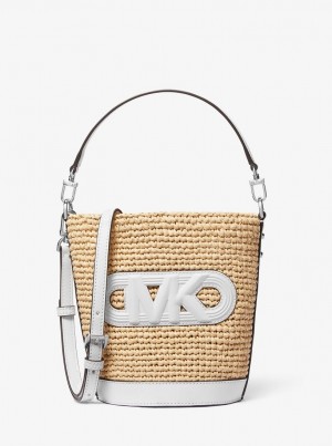 Michael Kors Townsend Small Straw Messenger Bag Çapraz Çanta Kadın Nat/Opticwht | 427890-ZUG