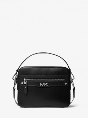 Michael Kors Varick Leather Camera Bag Çapraz Çanta Erkek Siyah | 746923-CGY