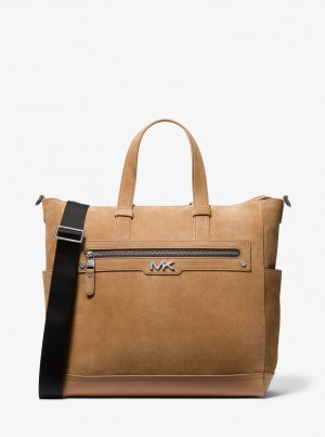 Michael Kors Varick Suede Tote Bag Duffle Çanta Erkek Kahverengi | 643295-XCE