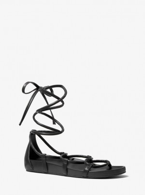 Michael Kors Vero Lace-Up Sandal Sandalet Kadın Siyah | 028761-XRS