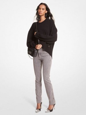 Michael Kors Wool and Cashmere Blend Sweater Kazak Kadın Siyah | 467380-JYM