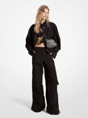 Michael Kors Woven Wide-Leg Cargo Pants Pantolon Kadın Siyah | 145928-TGP