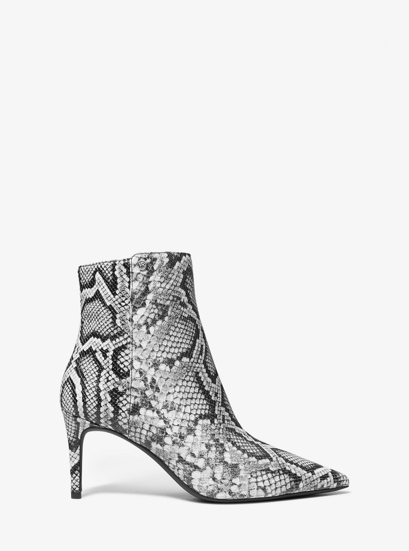 Michael Kors Alina Flex Snake Embossed Leather Ankle Boot Kısa Bot Kadın Siyah | 524093-ESR