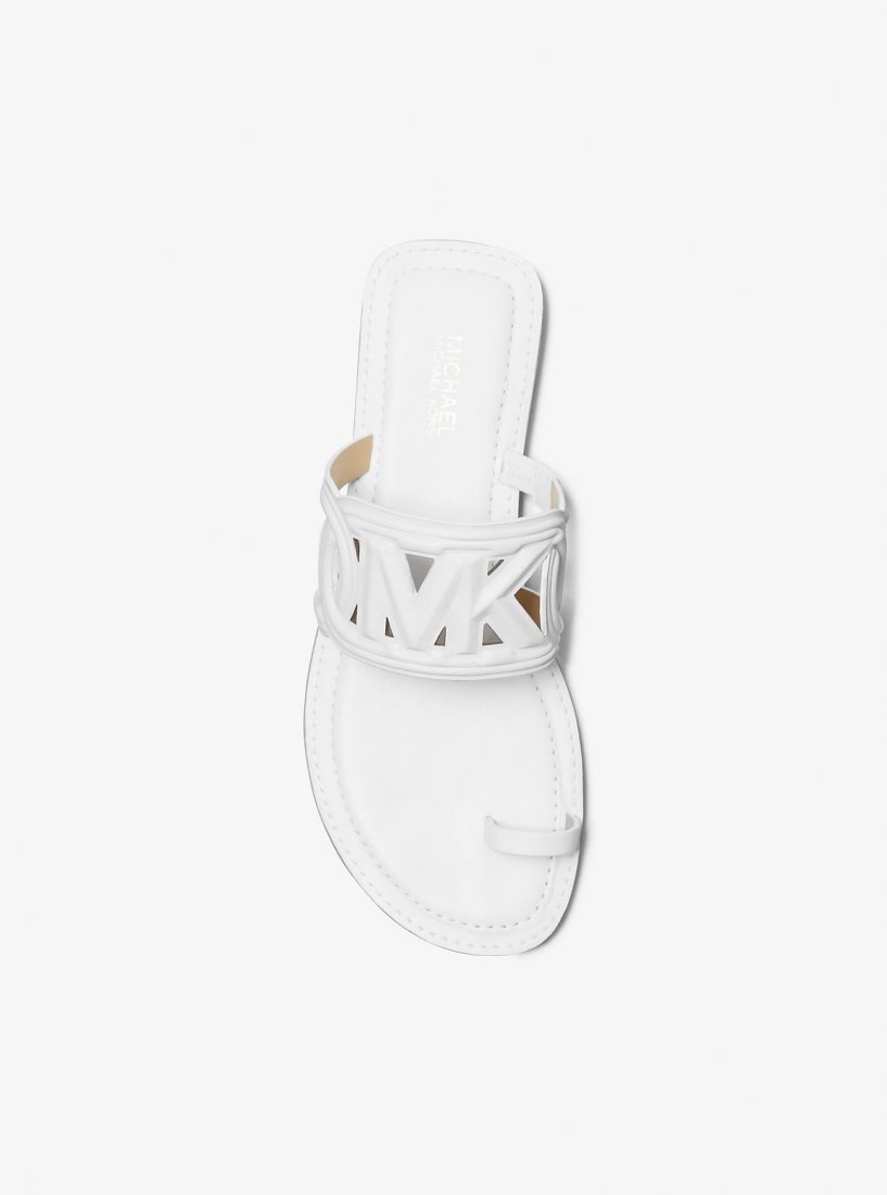 Michael Kors Alma Leather Flat Sandal Sandalet Kadın Beyaz | 750349-TJG