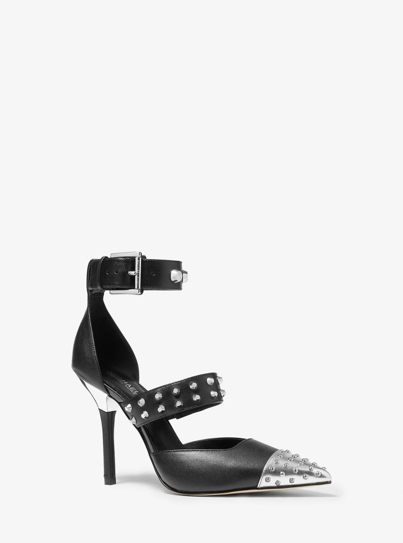 Michael Kors Amal Astor Stud Sandal Stiletto Kadın Siyah Gümüş | 750193-CDE