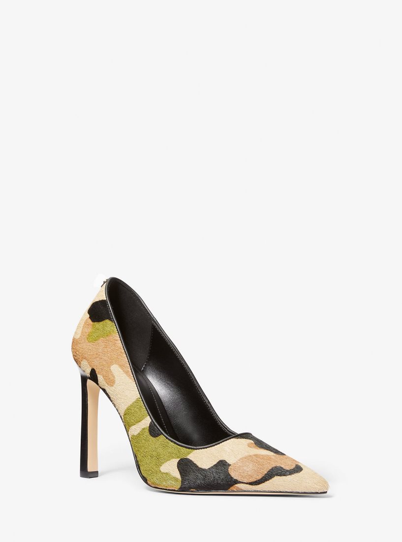 Michael Kors Amara Camouflage Print Calf Hair Pump Stiletto Kadın Zeytin Yeşili Renkli | 782309-ZQH