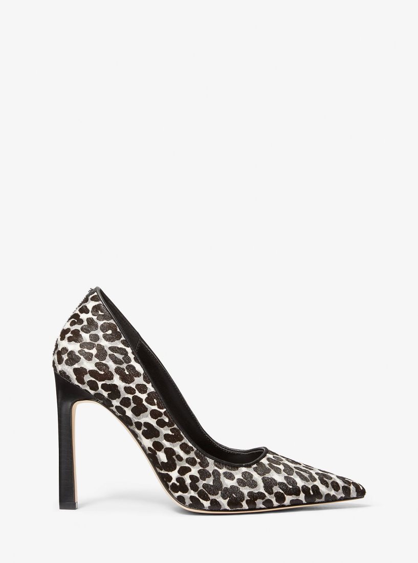 Michael Kors Amara Leopard Print Calf Hair Pump Stiletto Kadın Siyah | 186739-JME