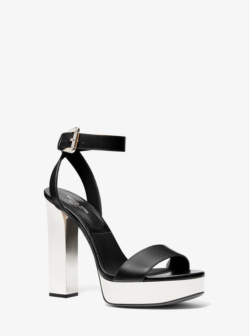 Michael Kors Anabelle Leather Platform Sandal Sandalet Kadın Siyah | 120789-XHG