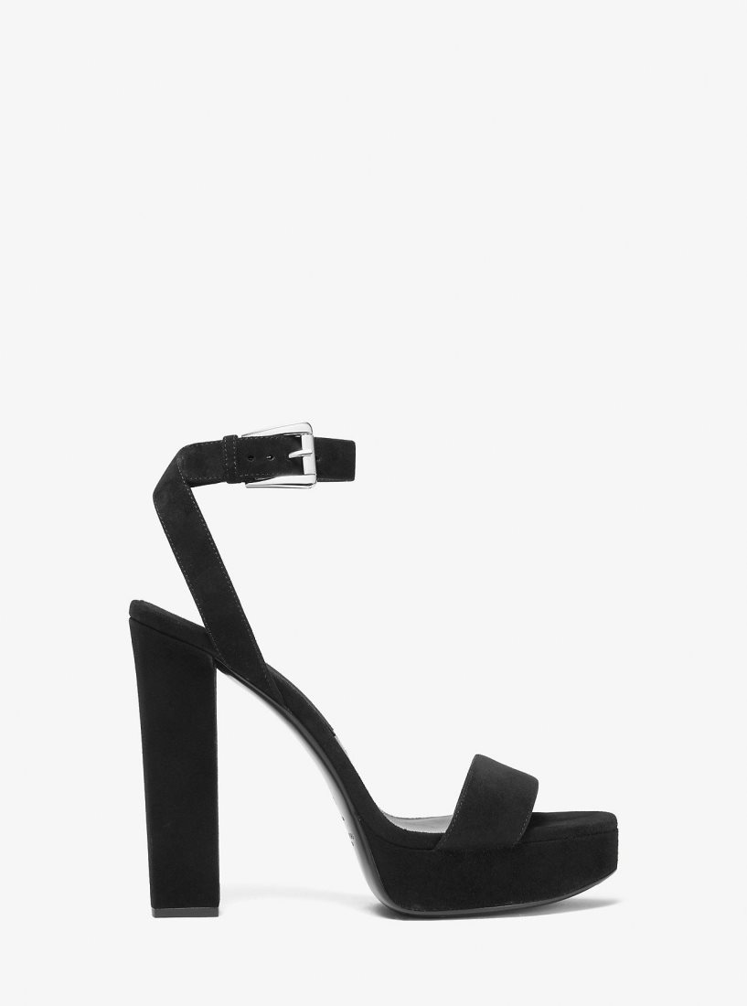 Michael Kors Anabelle Suede Platform Sandal Sandalet Kadın Siyah | 521893-ZBD