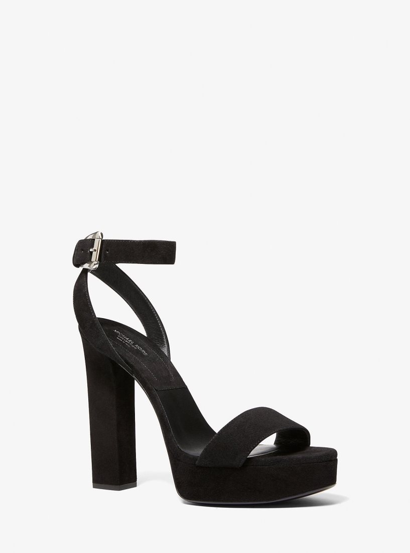 Michael Kors Anabelle Suede Platform Sandal Sandalet Kadın Siyah | 521893-ZBD