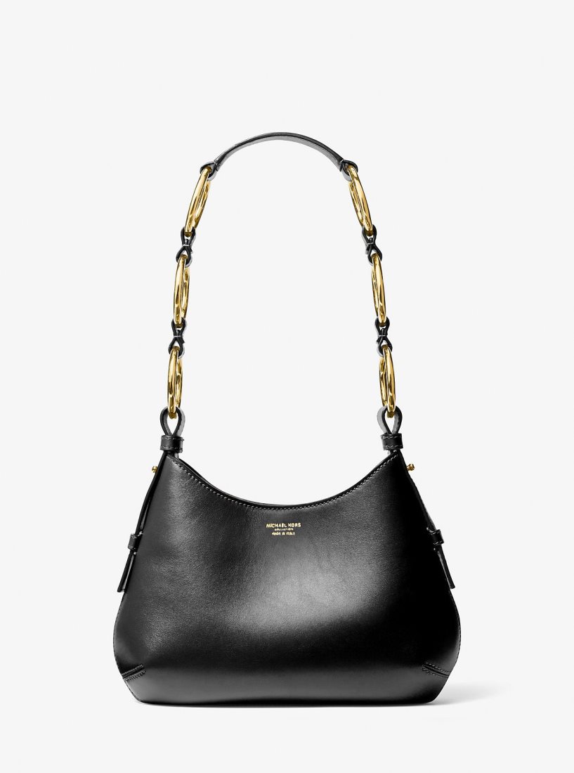 Michael Kors Bardot Mini Leather Hobo Shoulder Bag Omuz Çantası Kadın Siyah | 742896-EFZ