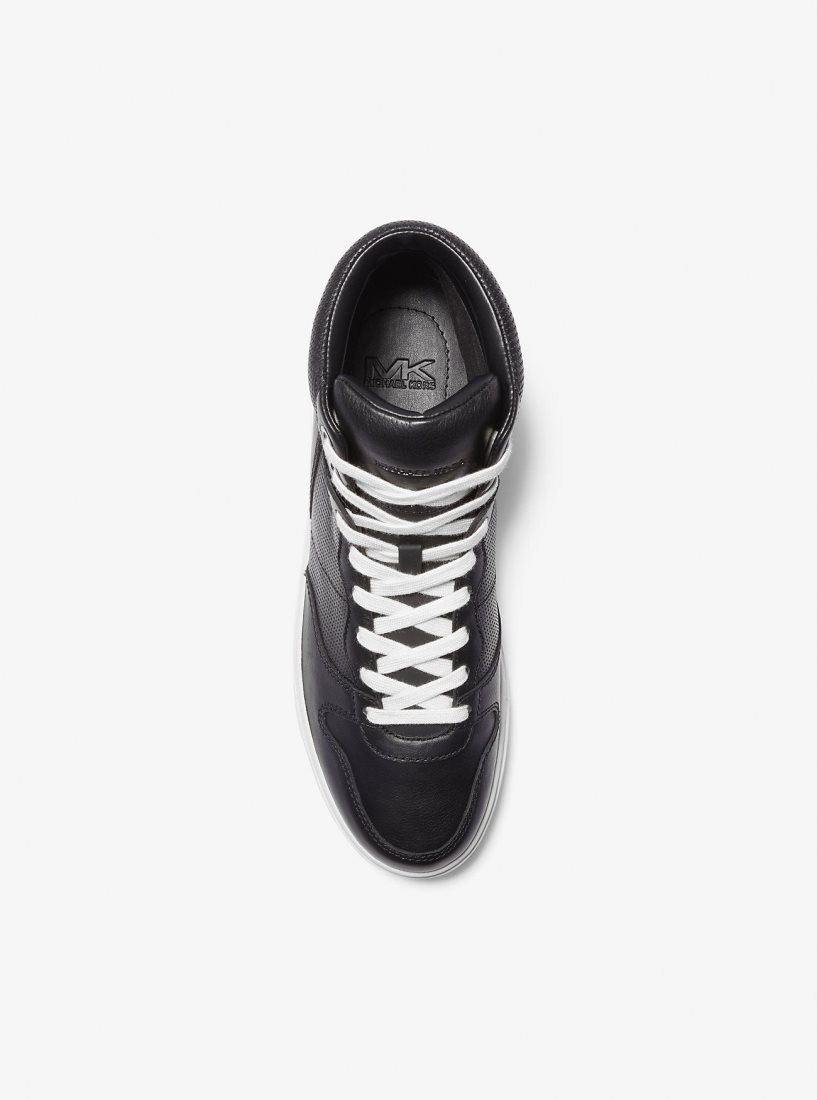 Michael Kors Barett Leather High-Top Sneaker Spor Ayakkabı Erkek Siyah | 863124-BIW