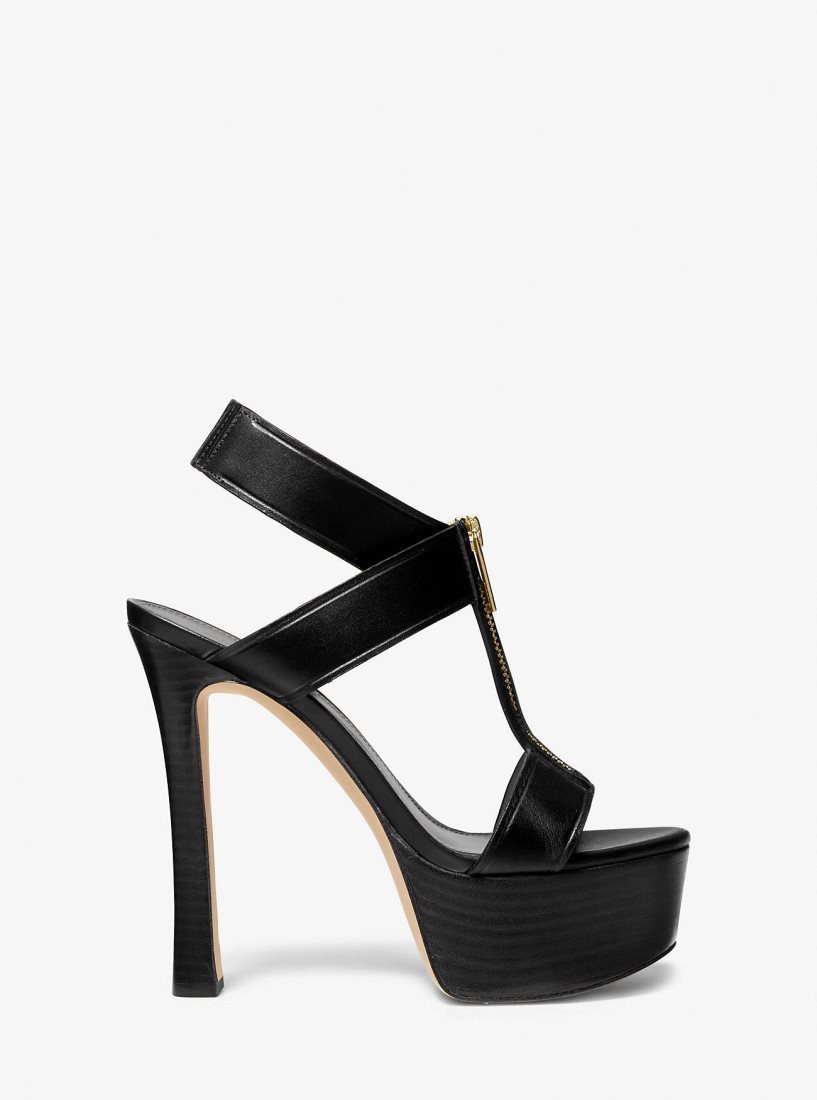 Michael Kors Berkley Leather Platform Sandal Sandalet Kadın Siyah | 547816-YBG