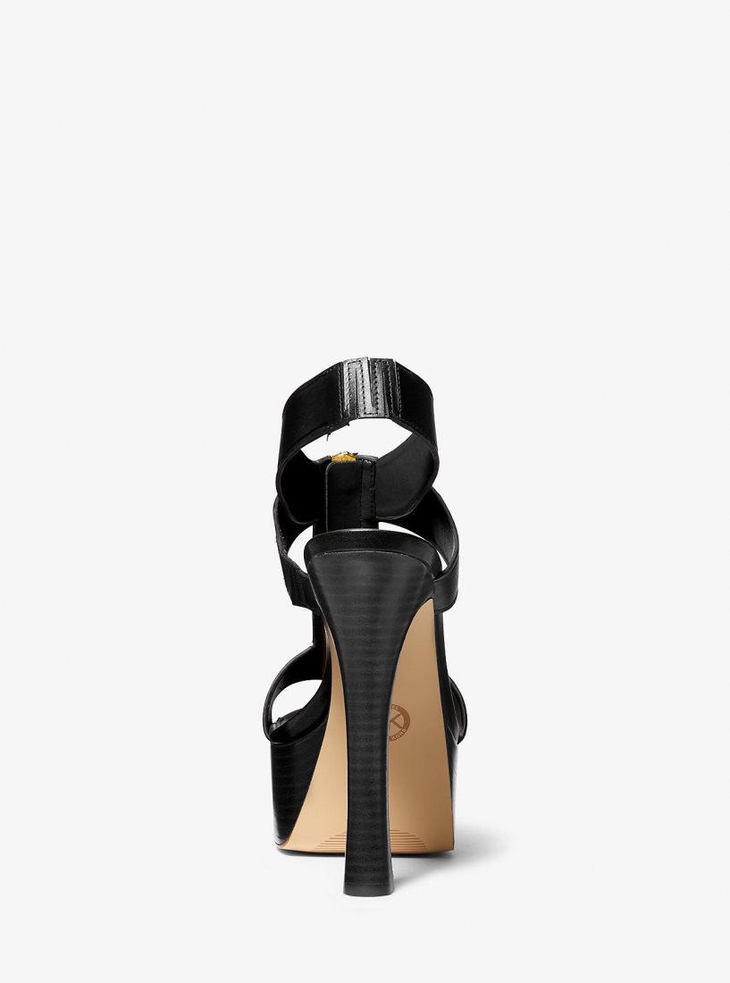 Michael Kors Berkley Leather Platform Sandal Sandalet Kadın Siyah | 547816-YBG