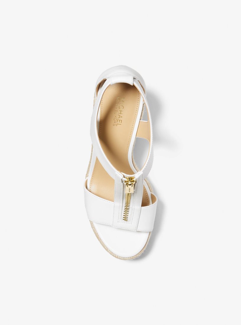 Michael Kors Berkley Leather Wedge Sandal Sandalet Kadın Beyaz | 314590-THV