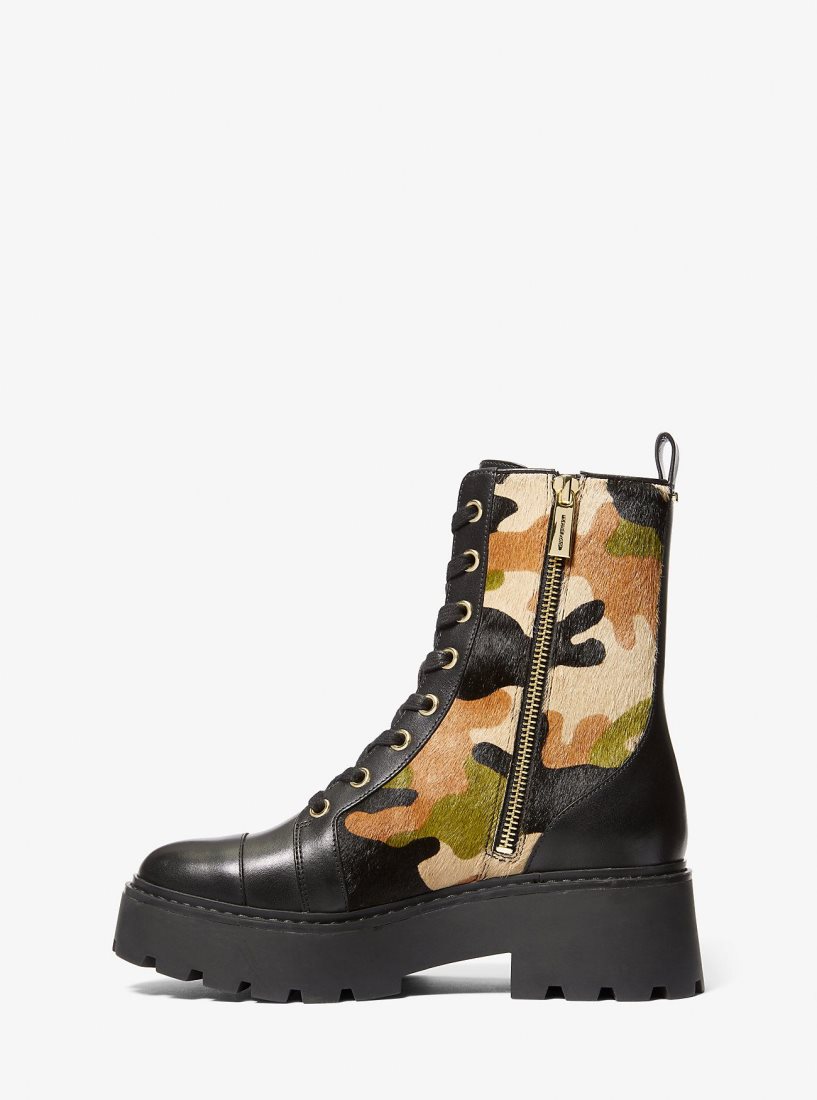 Michael Kors Blake Camouflage Print Calf Hair Combat Boot Bot Kadın Zeytin Yeşili Renkli | 931072-GJN