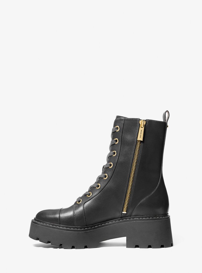 Michael Kors Blake Leather Combat Boot Bot Kadın Siyah | 287103-BZA